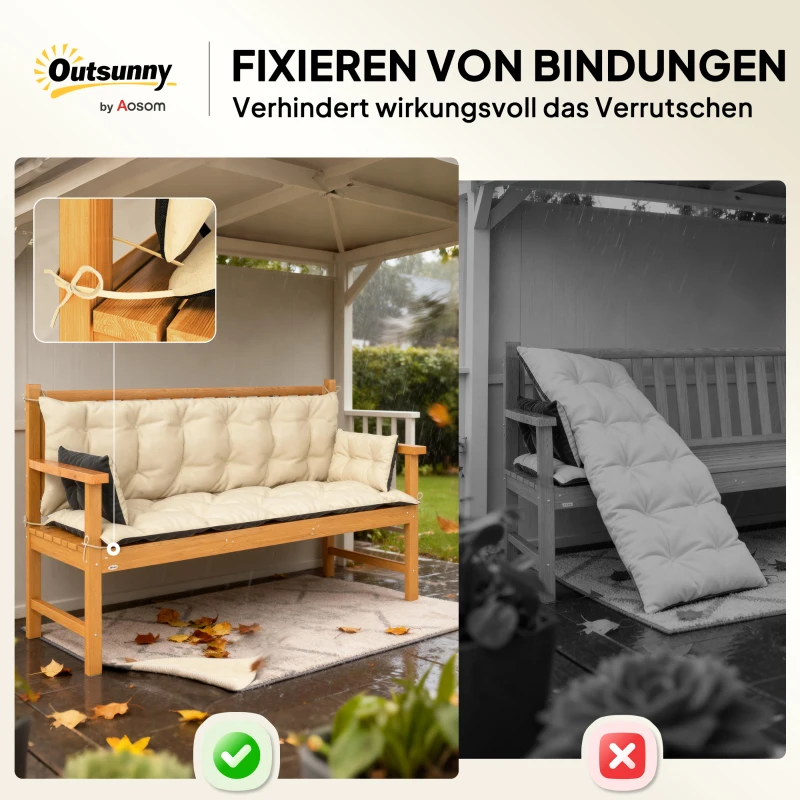 Outsunny Tuinbankkussen-Set voor Bank of Hollywoodschommel, Tweekleurig, Polyester, Schuim, 180 x 110 x 8 cm, Beige