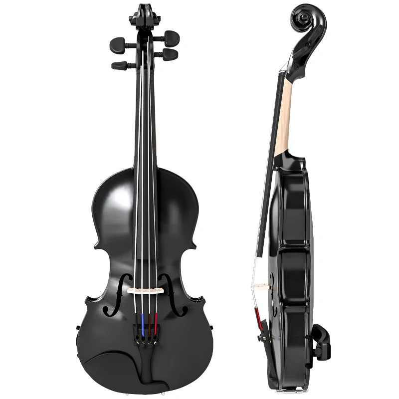 HOMCOM Violín 4/4 de Tamaño Completo de Madera con Estuche Arco Colofonia Afinadores Cuerdas y Soporte para Hombro Negro