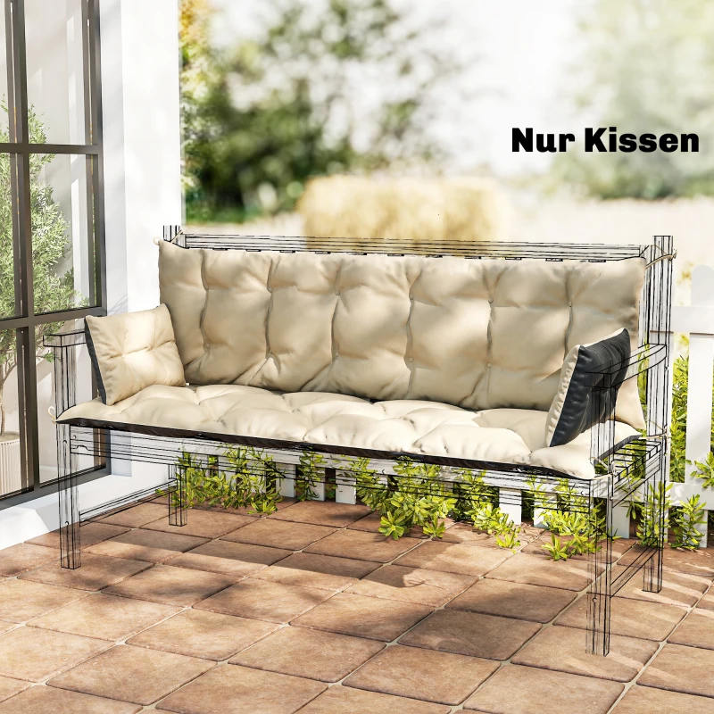 Outsunny Tuinbankkussen-Set voor Bank of Hollywoodschommel, Tweekleurig, Polyester, Schuim, 180 x 110 x 8 cm, Beige