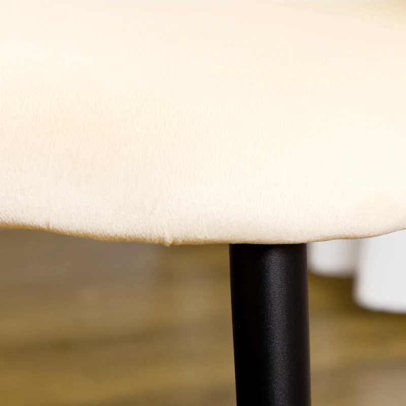 HOMCOM Set van 2 eetkamerstoelen in Scandinavisch design, keukenstoelen, fluweelachtige uitstraling, crème + zwart