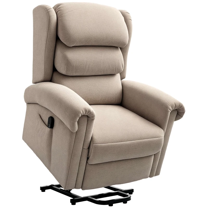 HOMCOM Velvet-Feel Electric Riser Recliner Chair - Khaki
