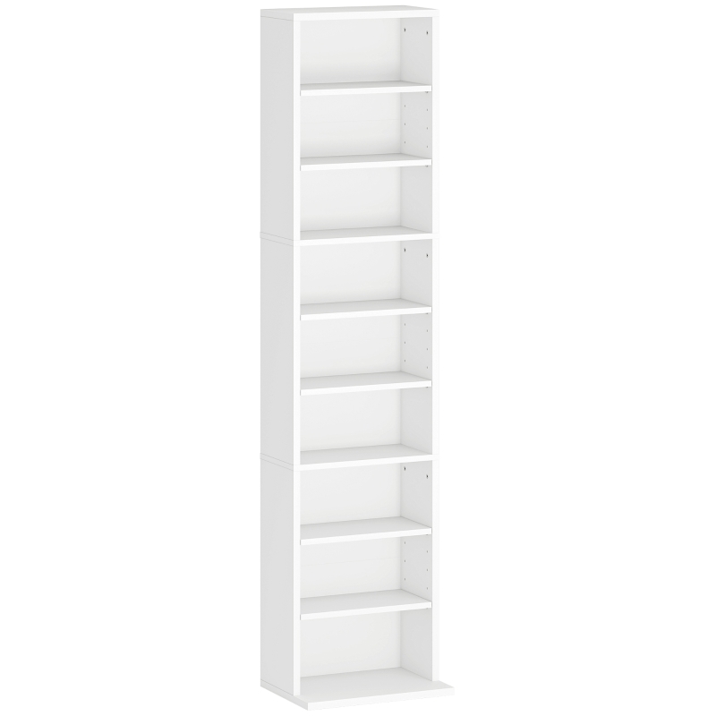 HOMCOM CD-Regal mit 6 verstellbaren Einlegeböden, Kapazität 260 CD/120 DVD, 33x24x140 cm, Weiß