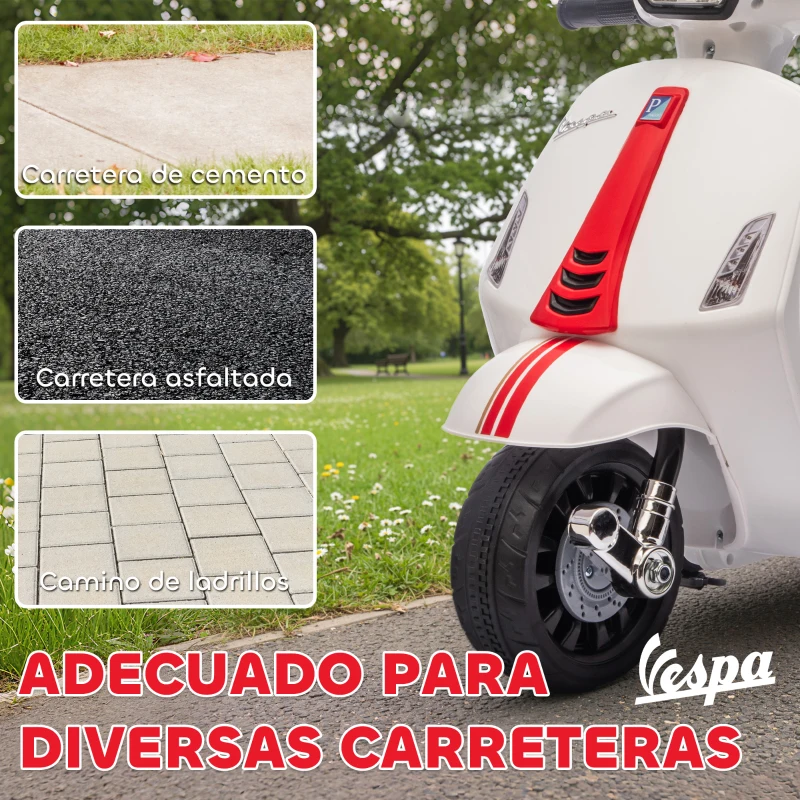 AIYAPLAY Moto Eléctrica para Niños de 2-6 Años con Batería 6V Faro Bocina y Ruedas Auxiliares Blanco