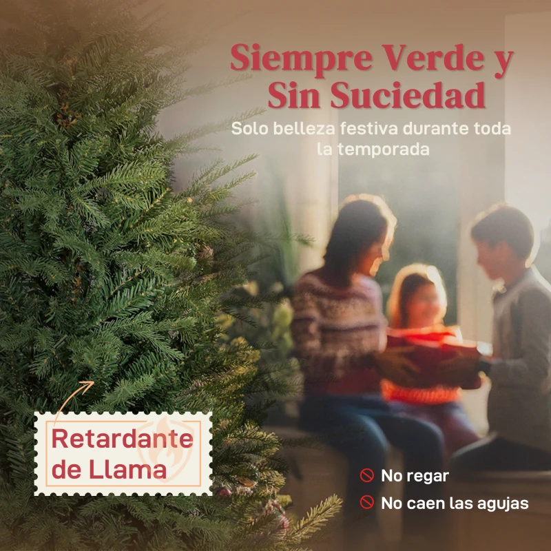HOMCOM Árbol de Navidad Artificial 150 cm con 1186 Ramas y Soporte Metálico Plegable Fácil Montaje para Salón Interior Verde