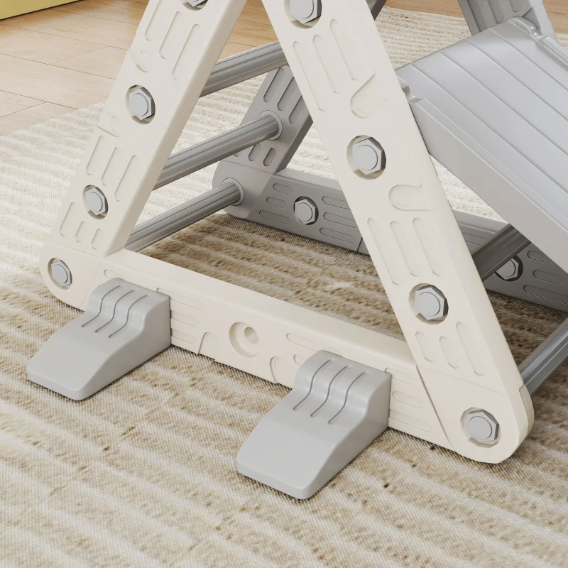 AIYAPLAY Triángulo de Escalada para Niños de 18-48 Meses con Tobogán y Rampa Escalador 130x80x69 cm Gris y Blanco