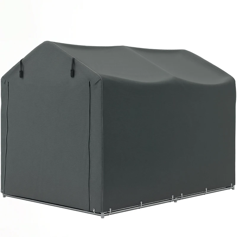 Outsunny Carpa de Jardín Exterior para Herramientas Bicicletas 2,2x1,57x1,65 m con Puerta con Cremallera Impermeable Gris Oscuro