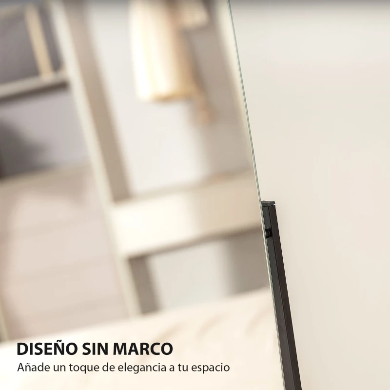 HOMCOM Espejo de Cuerpo Entero Arqueado 160x40 cm sin Marco Soporte de Metal Espejo de Pie o Apoyado en la Pared Negro