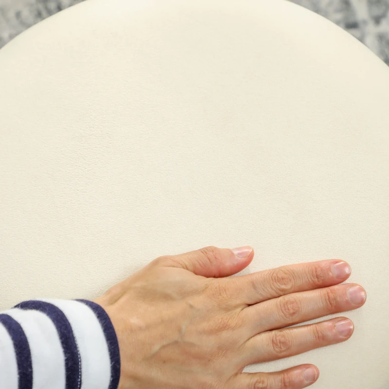 HOMCOM Puf taburete reposapiés baúl de almacenamiento en terciopelo acanalado 36 x 36 x 44 cm para salón dormitorio beige