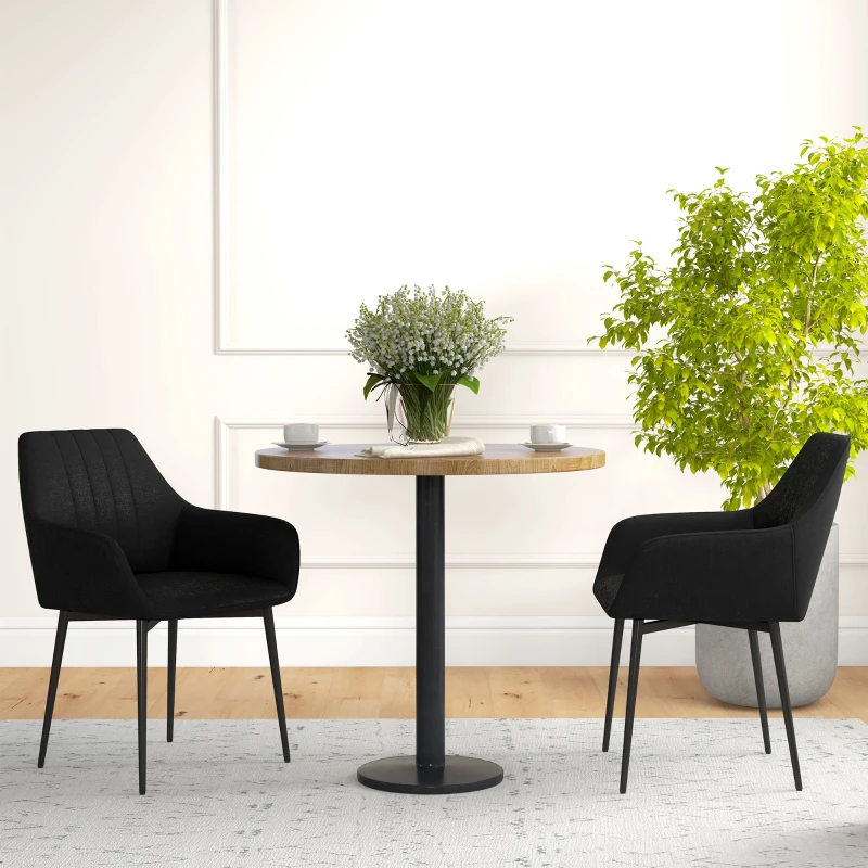 HOMCOM Sedie da Sala da Pranzo Sedie da Visita Design scandinavo - Set di 2 sedie - Piedi affusolati in metallo Nero