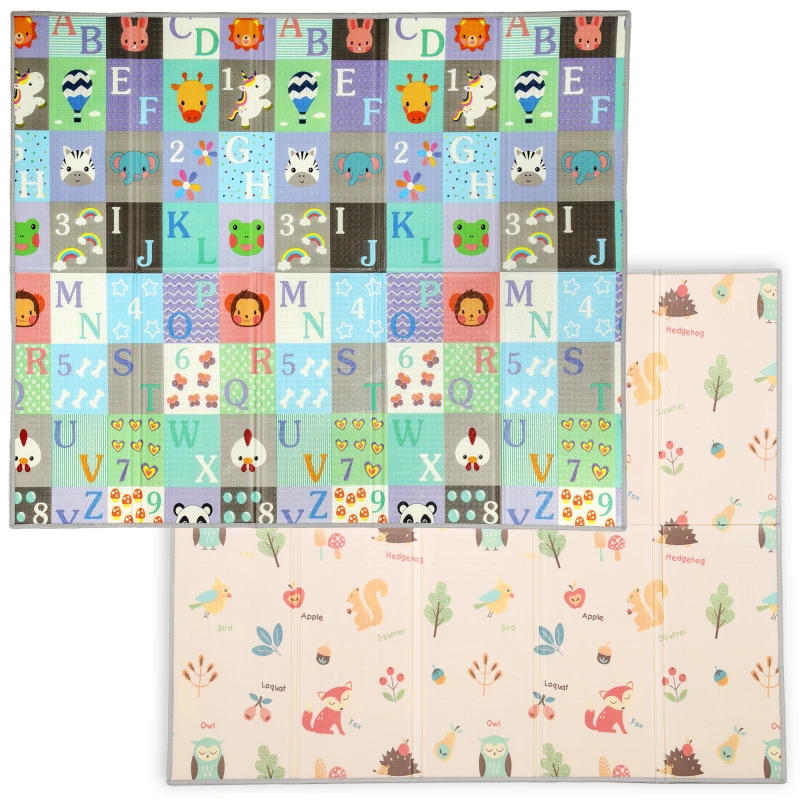 AIYAPLAY Tapis de jeu pour bébé pliable et réversible, tapis de sol en mousse épais, 176,5 x 148 x 1 cm, multicolore