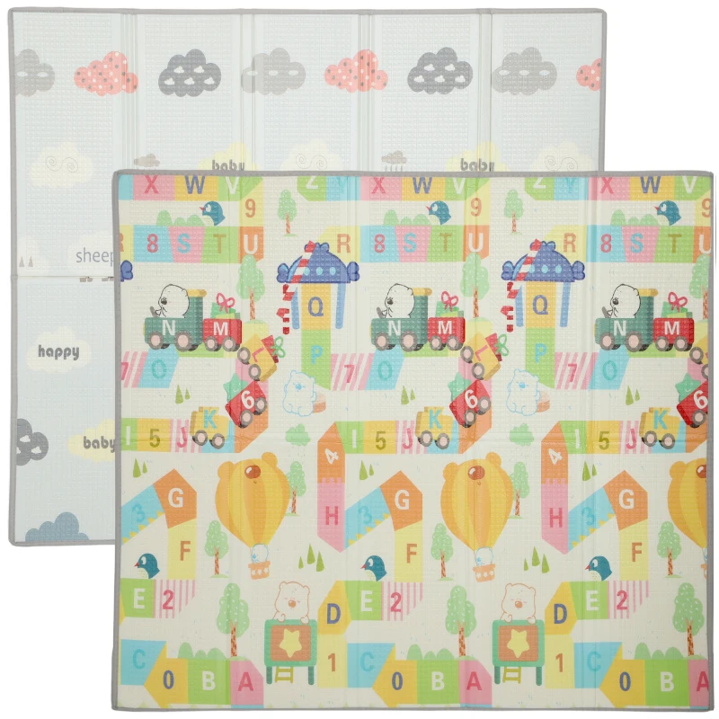 AIYAPLAY Tapis de jeu pour bébé pliable et réversible, tapis de sol en mousse épais, 194 x 176,5 x 1,5 cm, multicolore