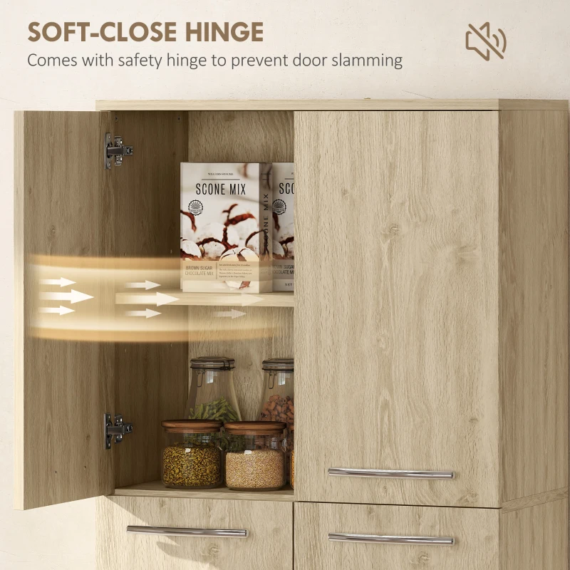 HOMCOM Mobilier de Depozitare cu 2 Dulapuri și Rafturi Reglabile din Lemn Stejar