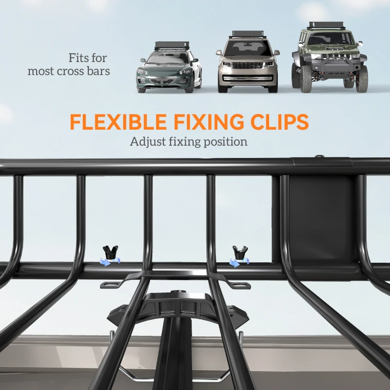 HOMCOM Adjustable Roof Rack with Inclined Design of the Front Baffle, 162 x 99 x 16cm, Metal, Black