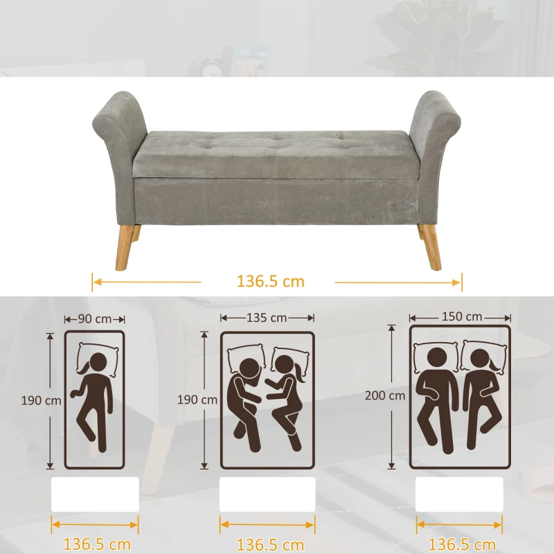 HOMCOM banca de depozitare captusita, 136,5x45x62 cm(m-4)