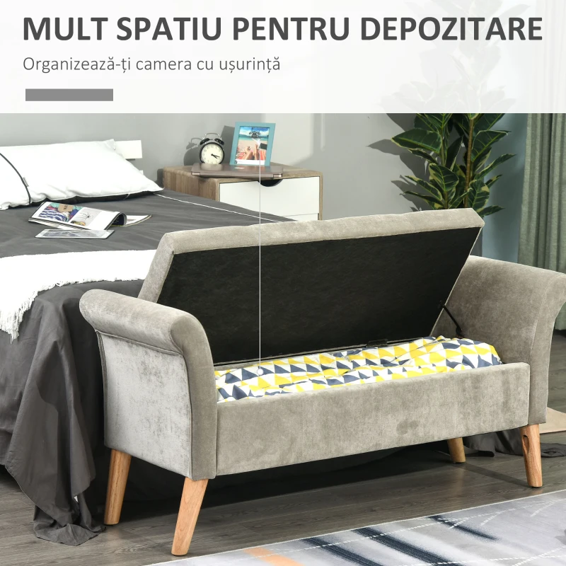 HOMCOM banca de depozitare captusita, 136,5x45x62 cm(m-5)