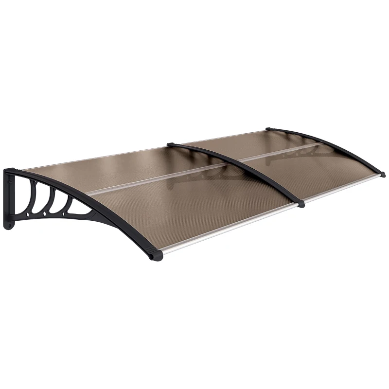 Outsunny Front Door Canopy, Waterproof Outdoor Awning, 75 x 195 cm Rain Shelter for Window, Porch and Front/Back Door, Brown