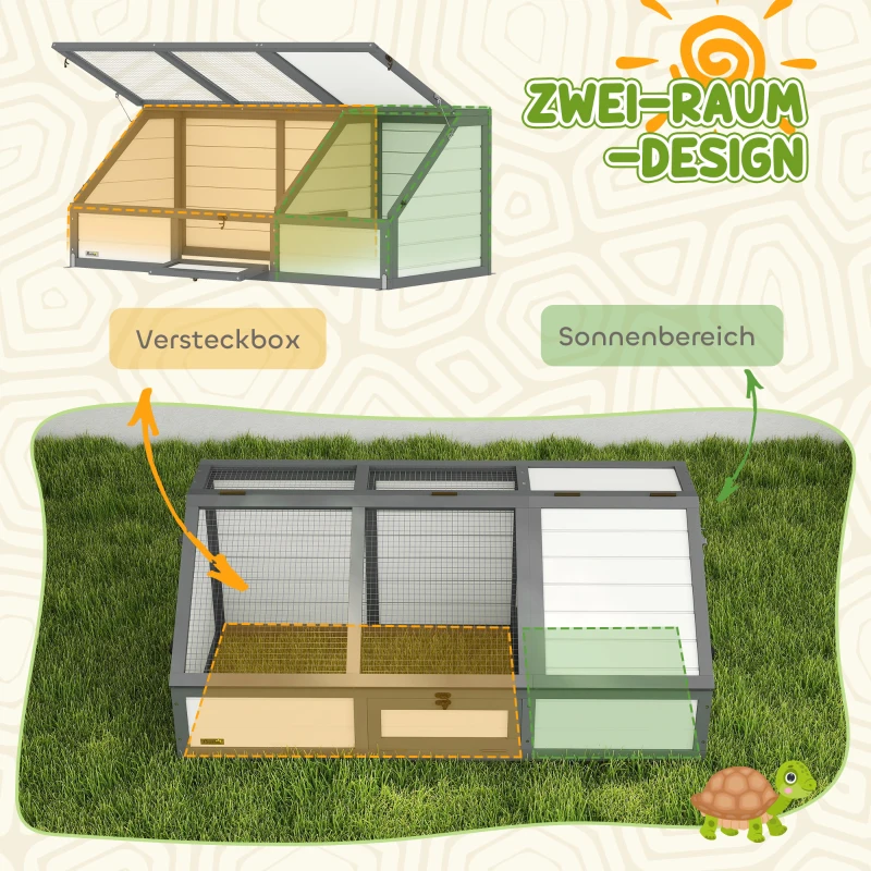 PawHut Schildkrötenbox, Outdoor Schildkrötengehege, bodenloses Design, leicht zu öffnen, Schildkrötenhaus, Weiß(m-6)