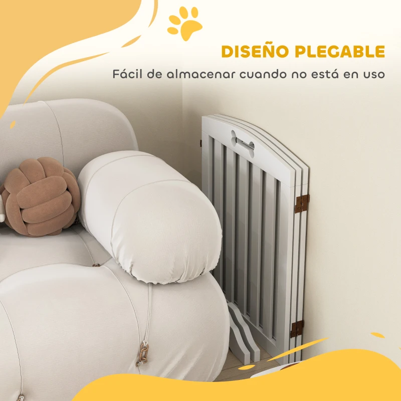PawHut Barrera de Seguridad para Perros Plegable 155 cm Valla para Perros Medianos de 3 Paneles con Pies Extraíbles Blanco