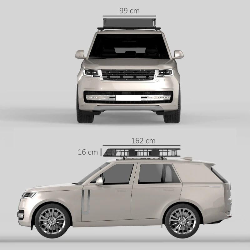 HOMCOM Porte-bagages Galerie de toit pour voiture en métal réglable en longueur de 109 à 162L cm Charge max 100kg