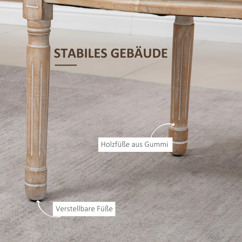 HOMCOM Keukenstoelen 2-delige set, zacht gewatteerd, vintage-design, rattanlook, Beige(m-6)