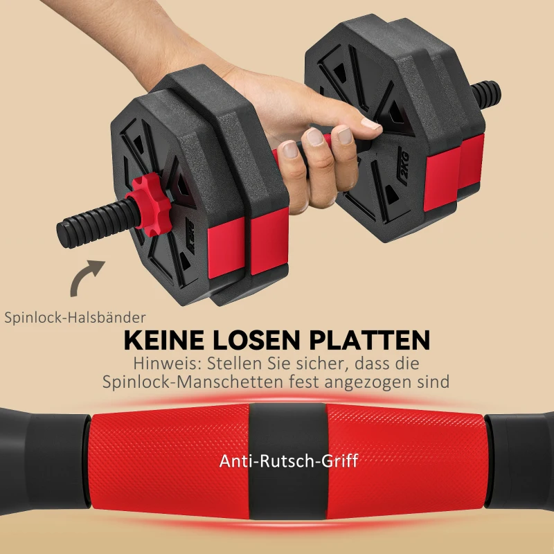 SPORTNOW 4-in-1 Hantelset Kurzhantel Set Kurzhanteln Langhanteln verstellbar 15 KG für Krafttraining Zuhause