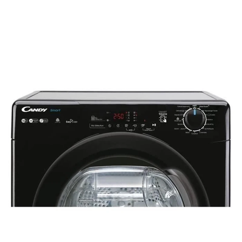 Seche-linge pompe a chaleur CANDY CSEH10A2DBEBX-47 Smart - 10 kg - Bac EasyCase - Connecté - Noir