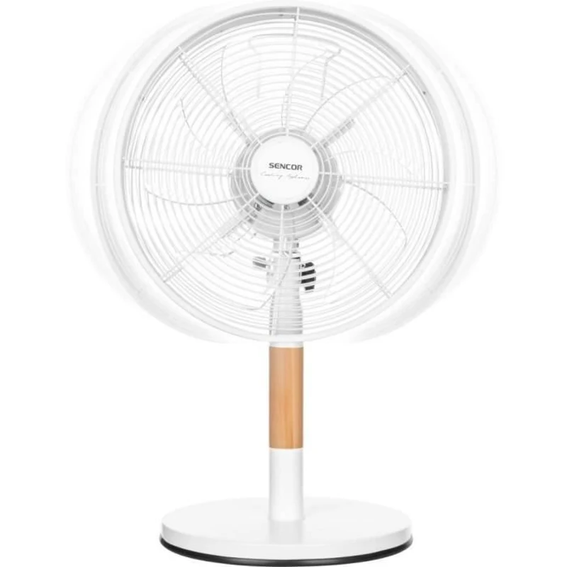 Ventilateur de bureau - SENCOR - SFE 3080WH - 3 vitesses - Oscillation 80° - Design métal et bois