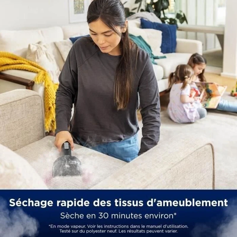 BISSELL SpotClean HydroSteam Select - Nettoyeur Vapeur - Moquettes, voiture, carrelage - 1000 W - 4,5 m - 3 modes de nettoyage
