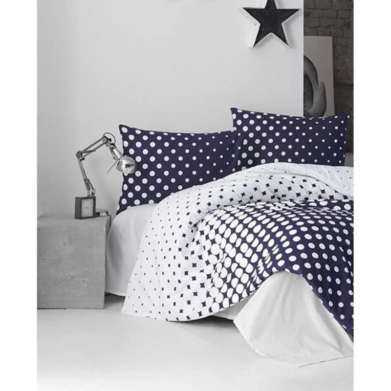 Parure de lit - 1 housse de couette 220 x 240 cm + 2 taies d'oreiller 60 x 60 cm - 100% coton renforcé - Bleu