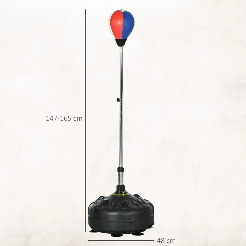 SPORTNOW Saco de Pancada de Pé com Base Pesada e 12 Ventosas 48x48x147-165 cm Preto