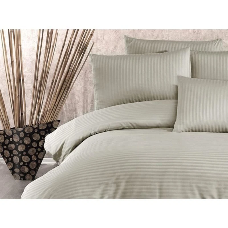 Parure de lit - 1 housse de couette 220x240 cm + 2 taies d'oreiller 60x60 cm - 70% polyester, 30% coton - Cappuccino