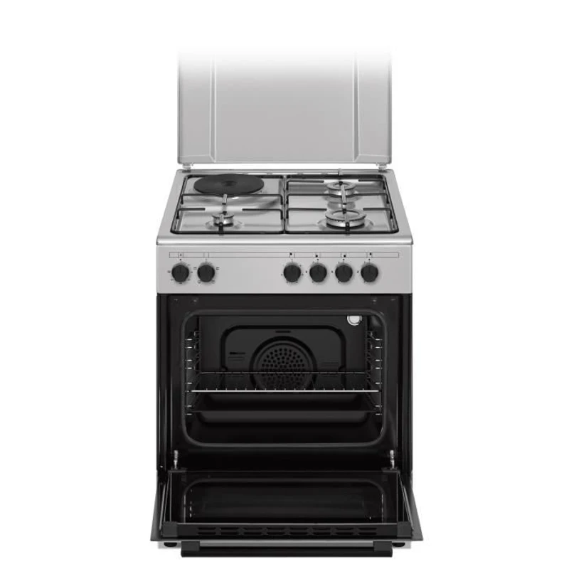 Cuisiniere mixte CONTINENTAL EDISON CECM60FCS - 3 feux gaz + 1 électrique - L59,8 x P61 xH83 cm - Silver