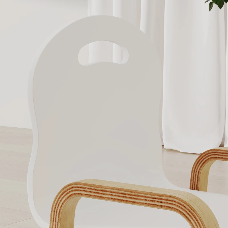 AIYAPLAY Set 2 sillas infantiles de abedul altura ajustable antideslizantes 39cm x 34cm x 61,5cm blanco