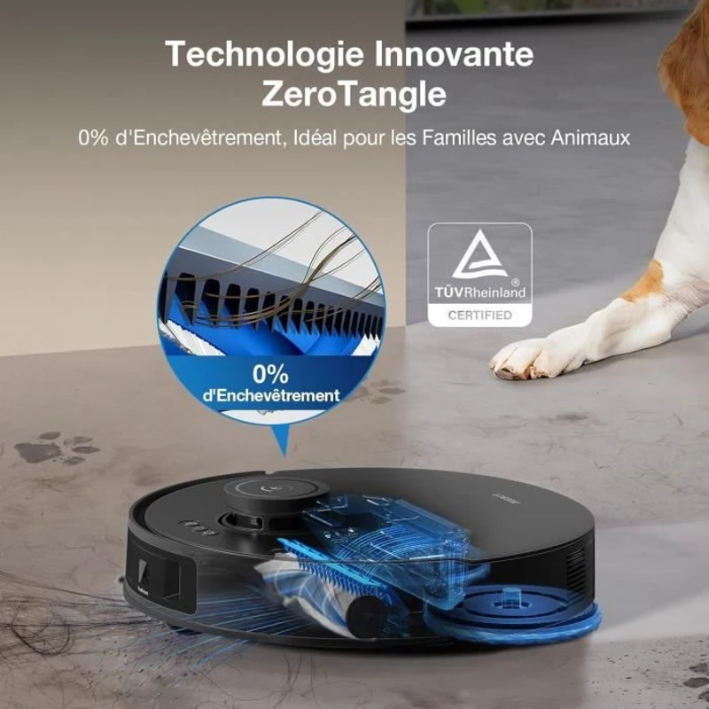 ECOVACS T30S Pro Omni Aspirateur Robot Laveur avec Station - 11000Pa - Brosse ZeroTangle - Nettoyage des serpillieres a l'eau Chaude