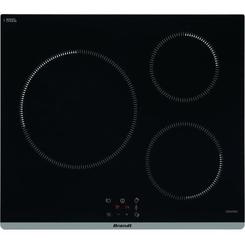 Plaque de cuisson induction - BRANDT - 3 zones - L60 cm - TI364B - 7200 W - Noir