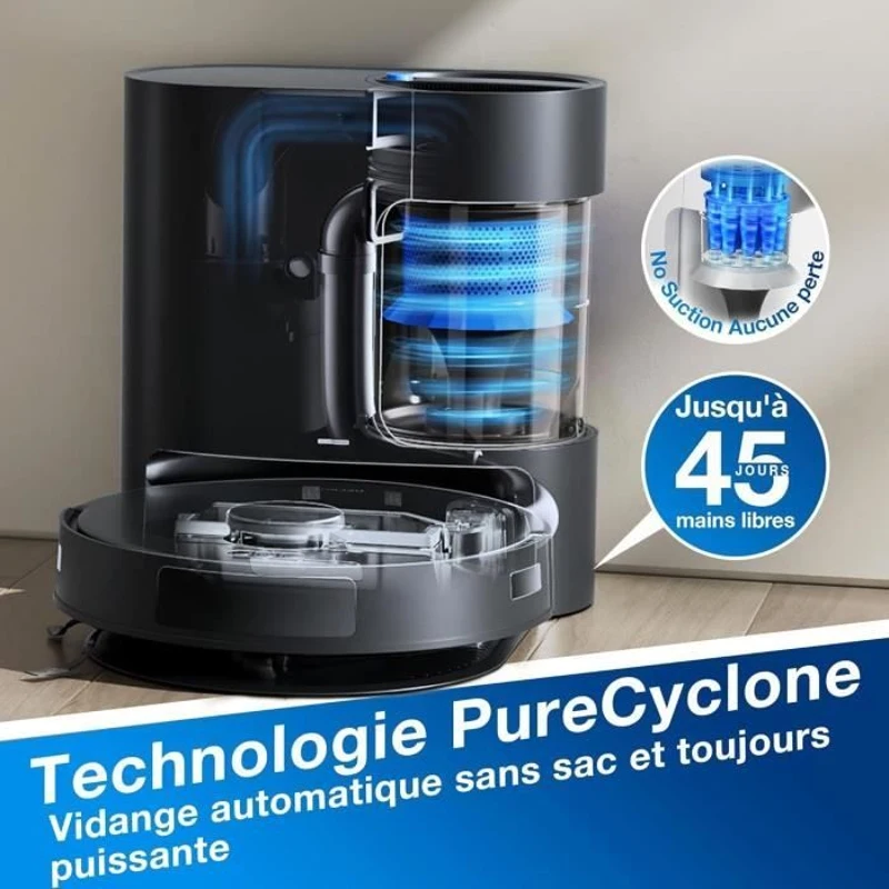 ECOVACS Aspirateur Robot DEEBOT N20 Pro Plus, Robot Aspirateur Laveur 8000Pa avec vidange Automatique poussire, Batterie 300 Min