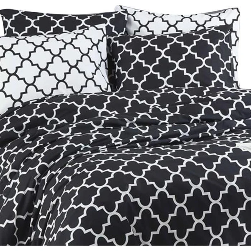 Parure de lit - 1 housse de couette 220 x 240 cm + 2 taies d'oreiller 60 x 60 cm - 100% coton renforcé - Noir