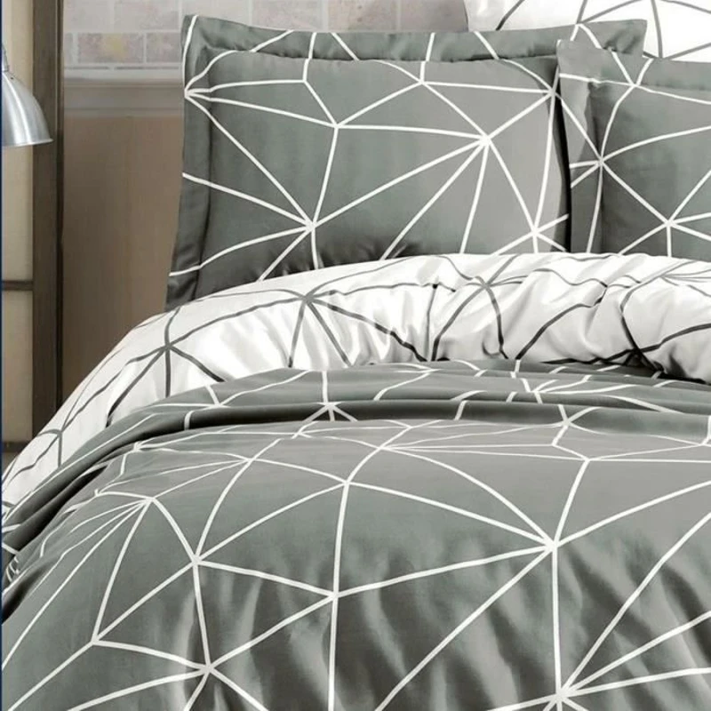 Parure de lit - 1 housse de couette 220 x 240 cm + 2 taies d'oreiller 60 x 60 cm - 100% coton renforcé - Gris