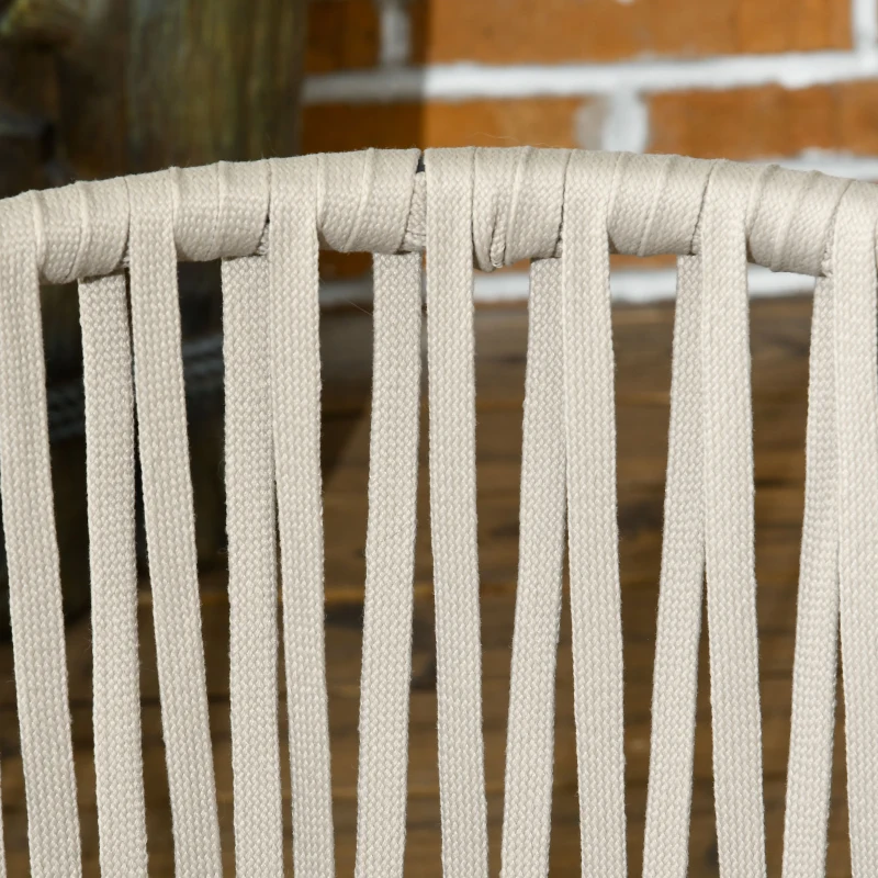 Outsunny Conjunto de 2 Poltronas Cadeiras de Jardim 2 Lugares em Metal e Corda Pe com Almofadas Preto e Cinza