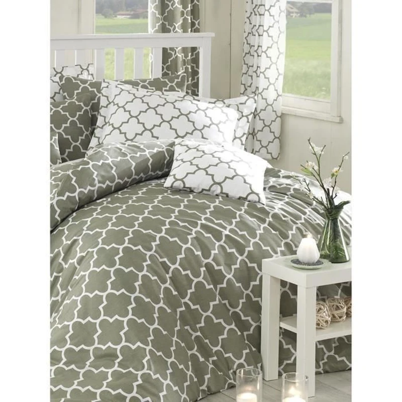 Parure de lit - 1 housse de couette 220 x 240 cm + 2 taies d'oreiller 60 x 60 cm - 100% coton renforcé - Gris