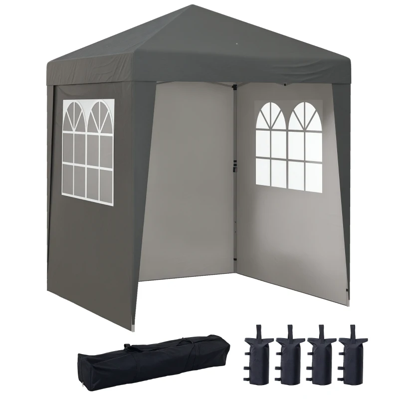 Outsunny Tenda Pop-Up Dobrável 2x2 m Altura Ajustável Uv30+ 3 Paredes Cinza