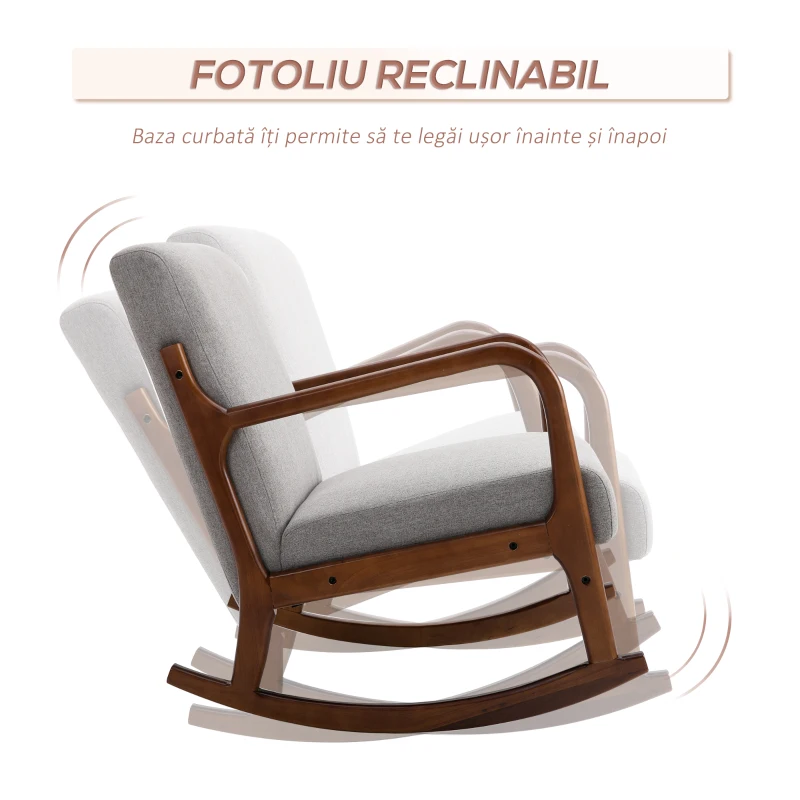 HOMCOM Fotoliu Tapitat din Lemn si Poliester Gri(m-4)
