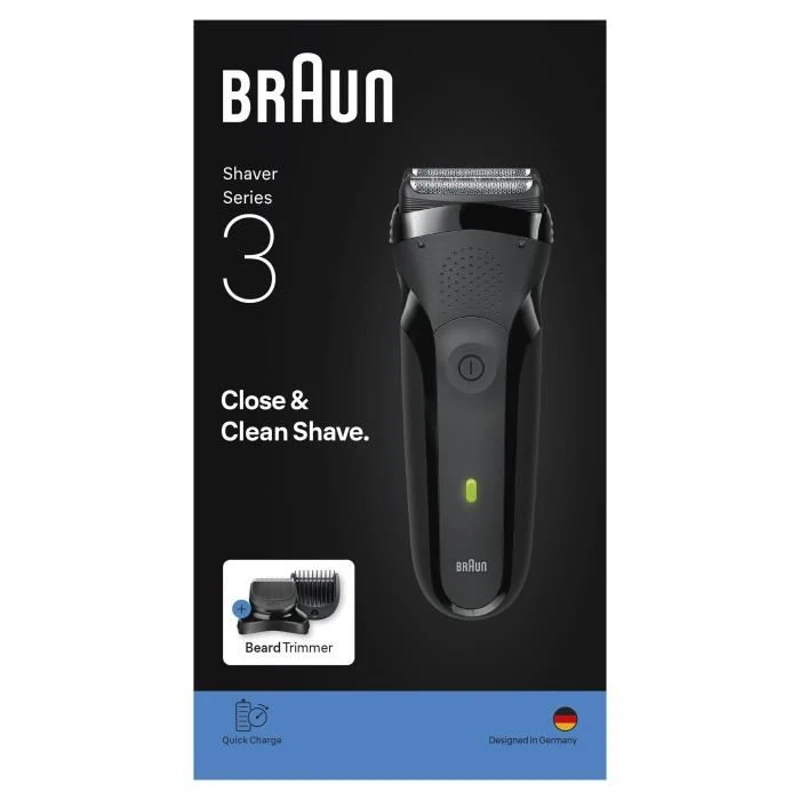 Rasoir électrique BRAUN Series 3 - Noir - Autonomie 30 minutes - Charge rapide 5 minutes