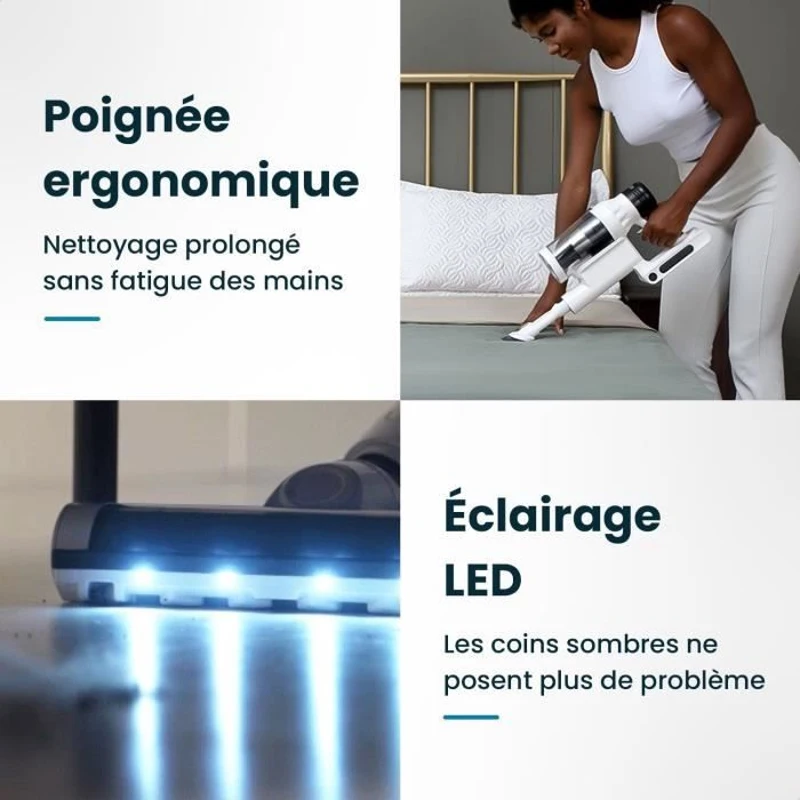 EZICLEAN Cyclomax R22 station - Aspirateur balai sans fil - 52 min - 500 W - 35 kPa - Blanc