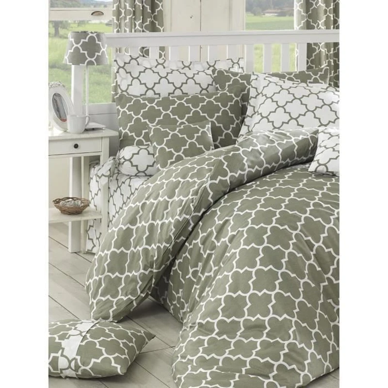 Parure de lit - 1 housse de couette 220 x 240 cm + 2 taies d'oreiller 60 x 60 cm - 100% coton renforcé - Gris
