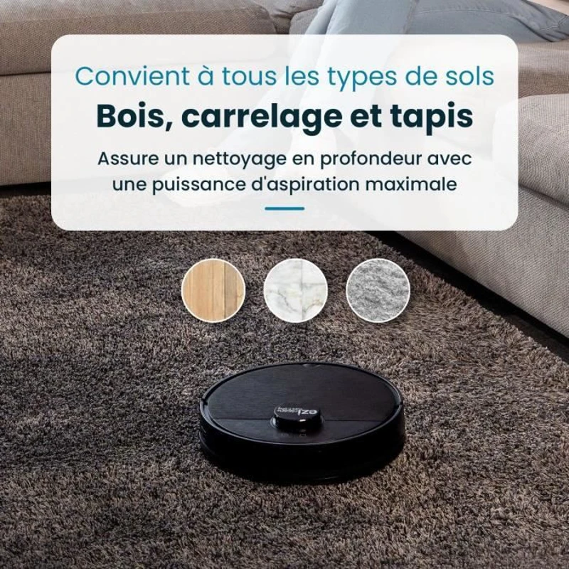 EZIclean I-BOT Z6 MAX  - Robot aspirateur laveur connecté 150 min - 2 kPa - 0,43 L - Noir