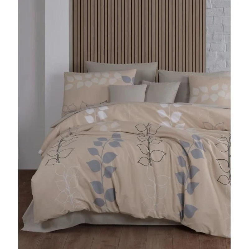 Parure de lit - 1 housse de couette 220 x 240 cm + 2 taies d'oreiller 60 x 60 cm - 100% coton renforcé - Beige