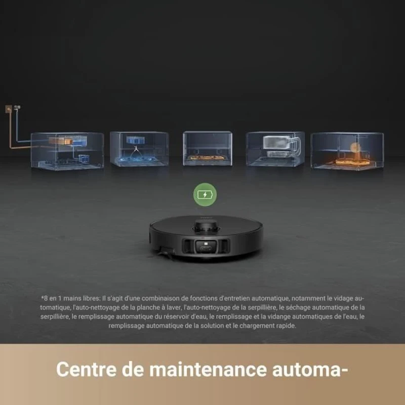 DREAME X40 Master Robot Aspirateur avec Station de Base 8 en 1 Compacte de 28 cm, Remplissage et vidange Automatiques