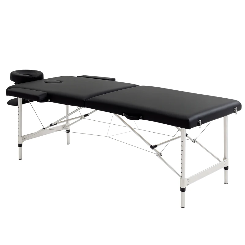 HOMCOM Maca de Massagem Dobrável Portátil 210x90 cm Altura Regulável Suporta 225 Kg Preto