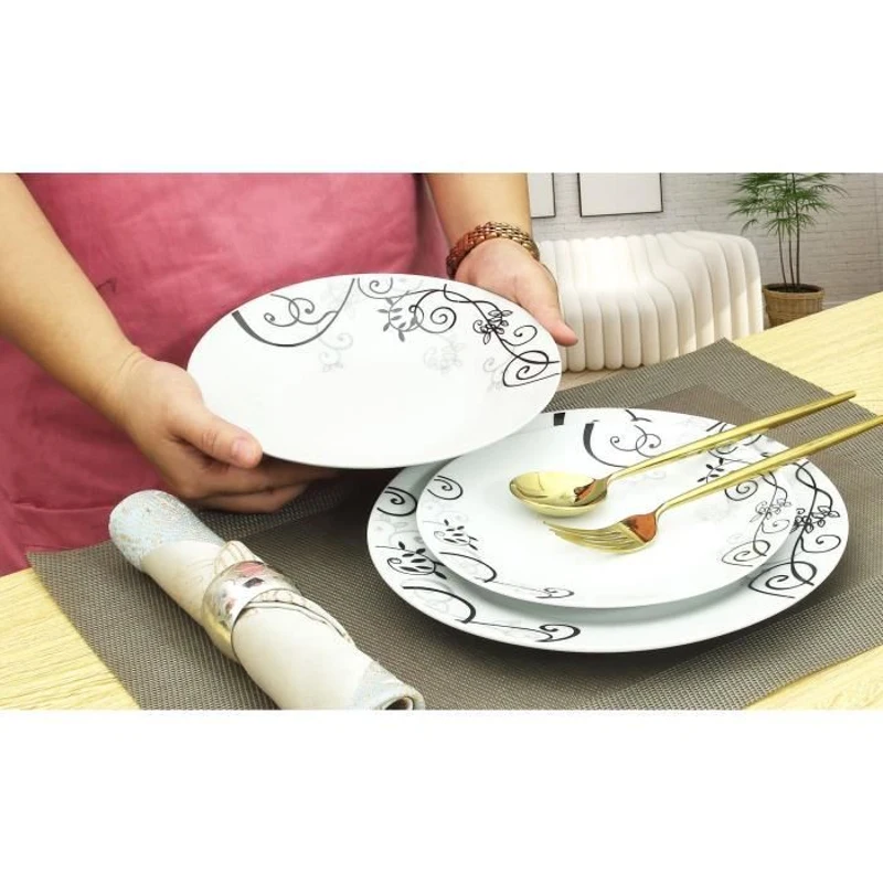 Service 18 pieces BAROQUE Noir forme aile